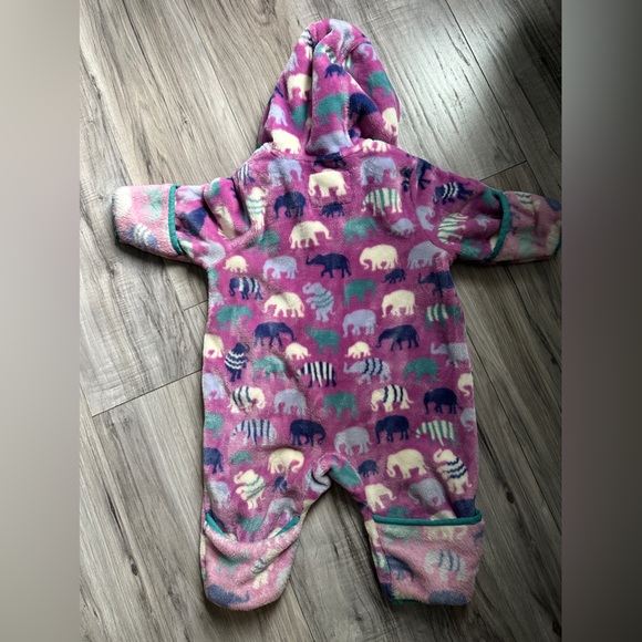 Hatley Soft Pink Elephant Fuzzy Fleece Hooded Bundler One Piece 12-18 months - Picture 8 of 11